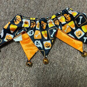 PUP CREW DOG CAT PET HALLOWEEN ORANGE BLACK PUMPKIN GHOST JINGLE COLLAR